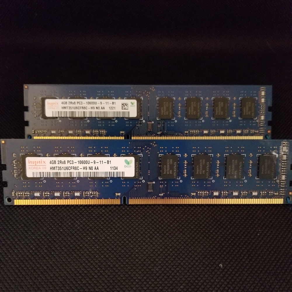 8GB (2×4GB), Hynix, DDR3 PC3-10600U, PC RAM Sticks - Picture 1 of 2